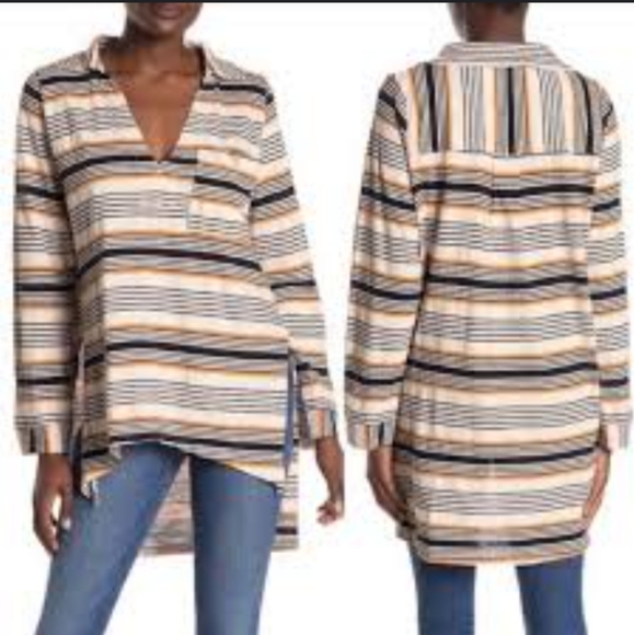 Free People Breaker Striped Tunic Sz S Summer Cover Up Casual Vacation - Picture 1 of 11